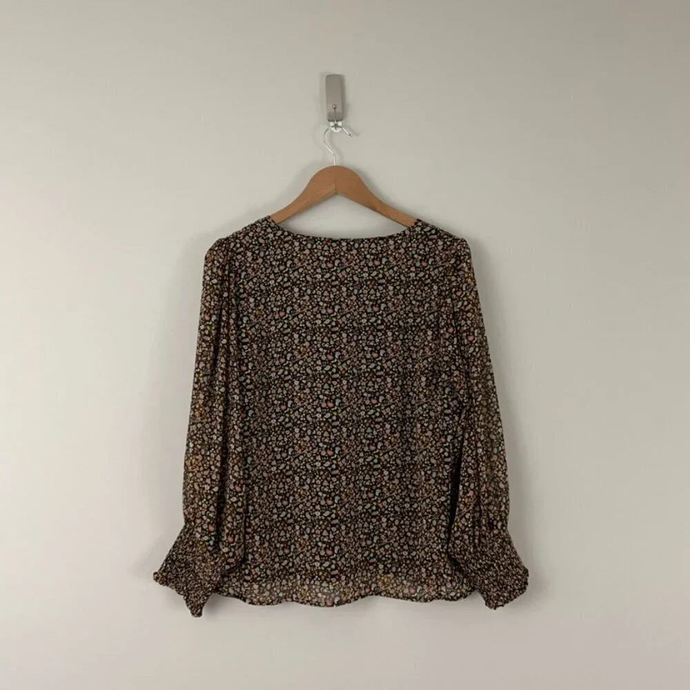 Madewell Georgette Smocked-Cuff Button-Front Shirt in Folktale Paisley Size 12